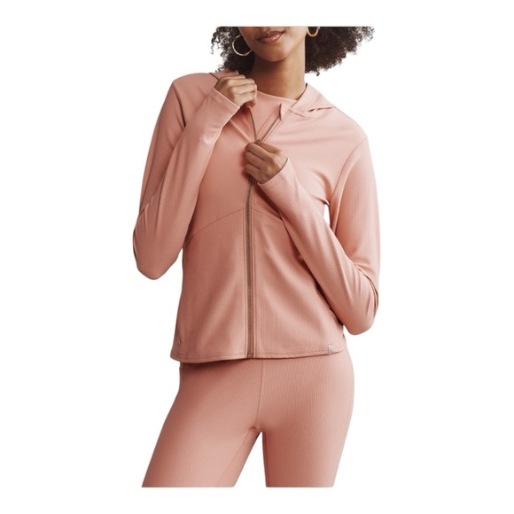 Rhone zip‎ up athletic hoodie slash pockets stretchy fbric in soft pink xs - Picture 1 of 9